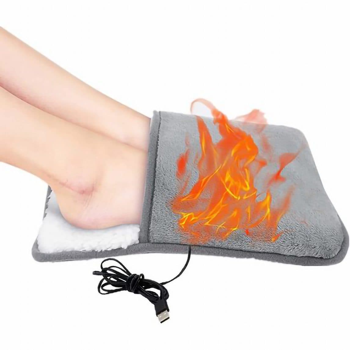 Incalzitor de Picioare, Incalzire Rapida, Lavabil, Moale, Confortabil, Portabil, Incarcare USB, 30 x 29 cm, Gri