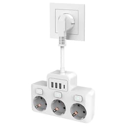 Priza Multifunctionala, 3 x Prize 3680w, 2 x USB-A, 1 x PD USB-C, Intrerupator Individual, Ignifuga, Protectie Copii, Protectie Supratensiune - 1