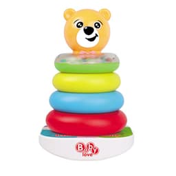 Jucarie Interactiva Bebelusi, Piramida cu 4 Inele de Stivuit, Model Ursulet, Stimuleaza Gandirea, Logica, 6 Luni+ - 2