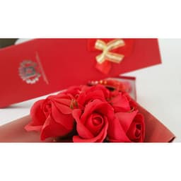 Aranjament Floral Buchet Trandafiri de Sapun, Cutie Eleganta, 55 x 18 cm, Rosu - 4