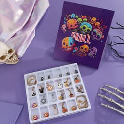 Calendar Advent Halloween cu Bijuterii Miraza, 24 Surprize Bratari + Charmuri/Margele tematice - imagine 2