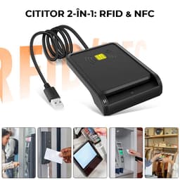 Cititor smart card 2-în-1 (IC + RFID/NFC) – compatibil CIE și card de sănătate, USB 2.0, ISO 7816/14443 - imagine 4
