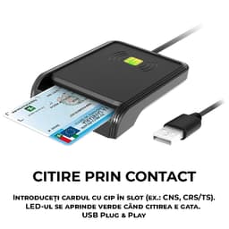 Cititor smart card 2-în-1 (IC + RFID/NFC) – compatibil CIE și card de sănătate, USB 2.0, ISO 7816/14443 - imagine 3