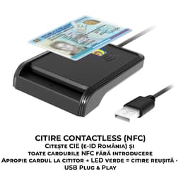 Cititor smart card 2-în-1 (IC + RFID/NFC) – compatibil CIE și card de sănătate, USB 2.0, ISO 7816/14443 - imagine 2