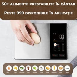Cantar bucatarie Bluetooth cu calculator nutritional, aplicatie în limba romana, 5 kg, ecran TFT - imagine 8
