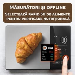 Cantar bucatarie Bluetooth cu calculator nutritional, aplicatie în limba romana, 5 kg, ecran TFT - imagine 4