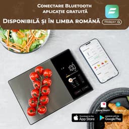 Cantar bucatarie Bluetooth cu calculator nutritional, aplicatie în limba romana, 5 kg, ecran TFT - imagine 1