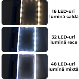 Lupă Mare Dreptunghiulară Miraza, Mărire 5X–10X, Lumină LED Reglabilă, Lentilă Fresnel, Pentru Citit Pagină Întreagă, Albastru - imagine 4