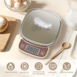 Cantar de Bucatarie Inteligent, Calculator de Calorii, Indici Nutritionali, Tara, Precizie Mare 1g, Max. 10 KG, 20 x 14 CM - 2