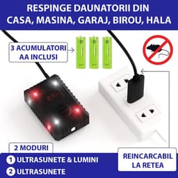 Aparat Impotriva Rozatoarelor, Interior, Exterior, Autoturism, Ultrasunete Variabile, Lumini Stroboscopice, 3 x Acumulatori, Auto ON si OFF la Pornire - imagine 11