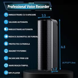Reportofon Profesional Compact cu Activare Vocală, Memorie 32/64/128 GB, Reducere Zgomot, Protecție Parolă - 2