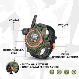 Set Ceasuri Walkie Talkie, Compas si Lanterna, 200M, USB, Alarma - 4