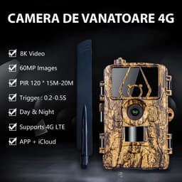 Camera de vanatoare, Rezolutie 8K, Foto 60MP, SIM 4G iOS si Android, IR Nocturna 30M, IP66 Impermeabila, Senzor Ultra-rapid 0.2 Secunde, Card Memorie - imagine 2