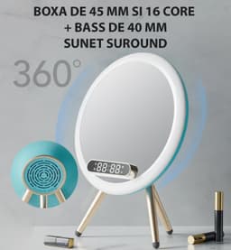 Oglinda cosmetica cu Bluetooth si difuzoare surround pentru machiaj si muzica