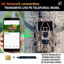 Camera de vanatoare, Rezolutie 8K, Foto 60MP, SIM 4G iOS si Android, IR Nocturna 30M, IP66 Impermeabila, Senzor Ultra-rapid 0.2 Secunde, Card Memorie - imagine 6