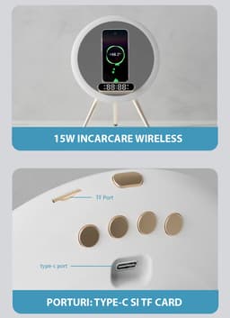 Oglinda machiaj portabila cu LED si incarcare wireless, perfectă pentru uz zilnic