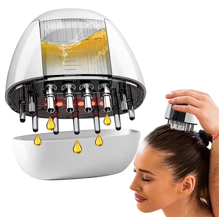 Dispozitiv 4 in 1 Aplicator si Masaj Capilar cu Infrarosu, Vibratii si Dozator 5ml