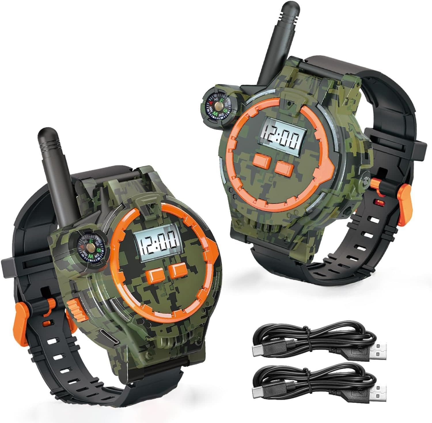 Set Ceasuri Walkie Talkie, Compas si Lanterna, 200M, USB, Alarma
