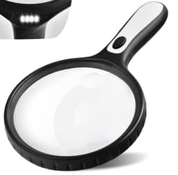 Lupa mare rotunda cu 4 LED-uri, marire 5X - 15X, 4 baterii AAA, diametru 14.6 cm - imagine 12