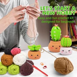 Set Crosetat pentru Copii, Model 4 Cactusi, Tutorial Video Inclus, 30-40% Mai Multe Fire - 3