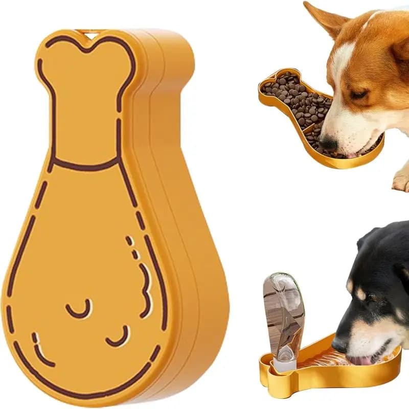 Sticla Portabila de Apa pentru Caini, 2 in 1, Hranire si Hidratare, Capac de Sigilare, Curea de Transport