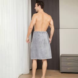 Prosop de Baie Barbati, Microfibra, Uscare Rapida, Absorbant, Cu Buzunar si Elastic Reglabil, Capse, Ideal pentru Baie si Spa, 140x70 cm - imagine 13