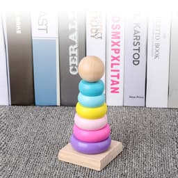 Jucarie Educativa din Lemn Montessori, Turn de sortare si stivuire - 2