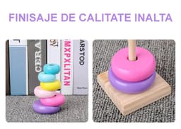 Jucarie Educativa din Lemn Montessori, Turn de sortare si stivuire - 3