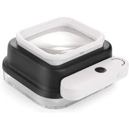 Lupa Dreptunghiulara, Marire Ajustabila 10x 15x 20x, 4 x LED-uri, 4 x Lumina UV, 4 x Baterii LR1130 Incluse, 15 x 8 cm, Alb/Negru - 4