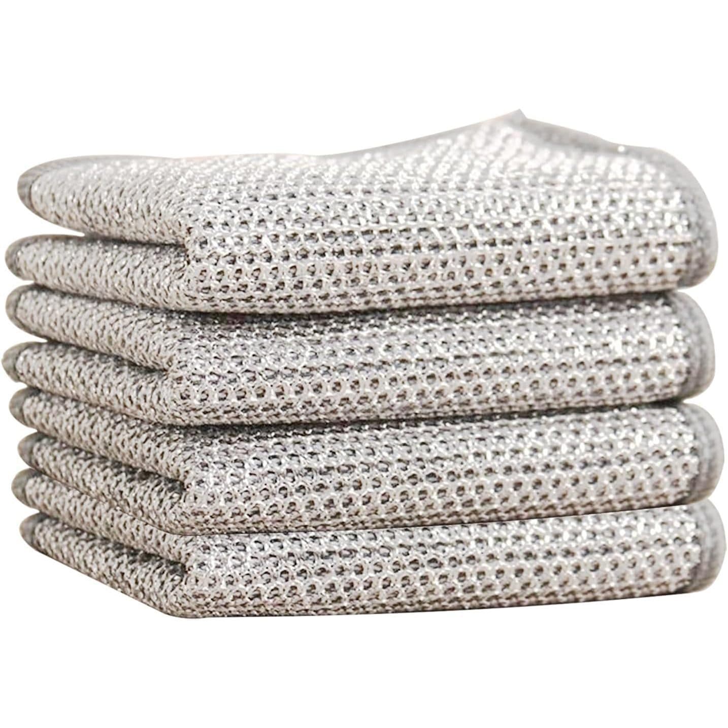 Set 4 Lavete Abrazive care Nu Zgarie, Reutilizabile, Indeparteaza Grasimea si Arsura, Curata Legume