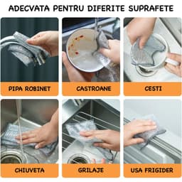 Set 4 Lavete Abrazive care Nu Zgarie, Reutilizabile, Indeparteaza Grasimea si Arsura, Curata Legume - 2