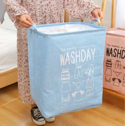 Coș textil pentru haine, cu mânere pentru transport ușor