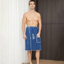 Prosop de Baie Barbati, Microfibra, Uscare Rapida, Absorbant, Cu Buzunar si Elastic Reglabil, Capse, Ideal pentru Baie si Spa, 140x70 cm - imagine 4