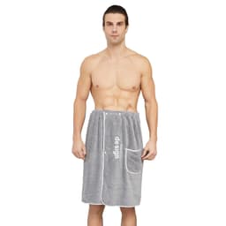 Prosop de Baie Barbati, Microfibra, Uscare Rapida, Absorbant, Cu Buzunar si Elastic Reglabil, Capse, Ideal pentru Baie si Spa, 140x70 cm - imagine 2