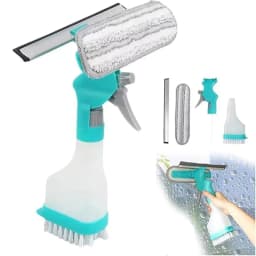 Stergator de Geamuri 4 in 1, Racleta, Perie de Curatare, Laveta Detasabila, Sticla cu Pulverizator, Multifunctional