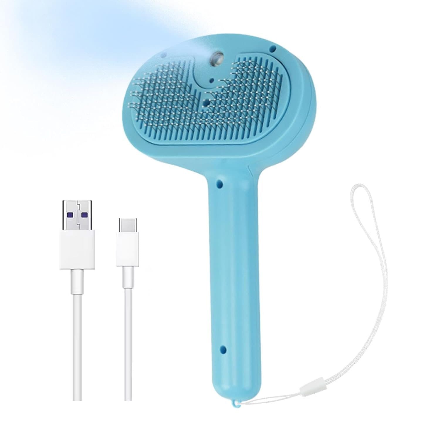 Perie cu Abur pentru Animale de Companie, 4 in 1, Masaj, Indeparteaza Parul, Curatare, Incarcare USB-C, Sterilizare cu UV