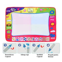 Covoras pentru desen cu apa, 2 markere incluse, reutilizabil, 58x78 cm, Multicolor - 2