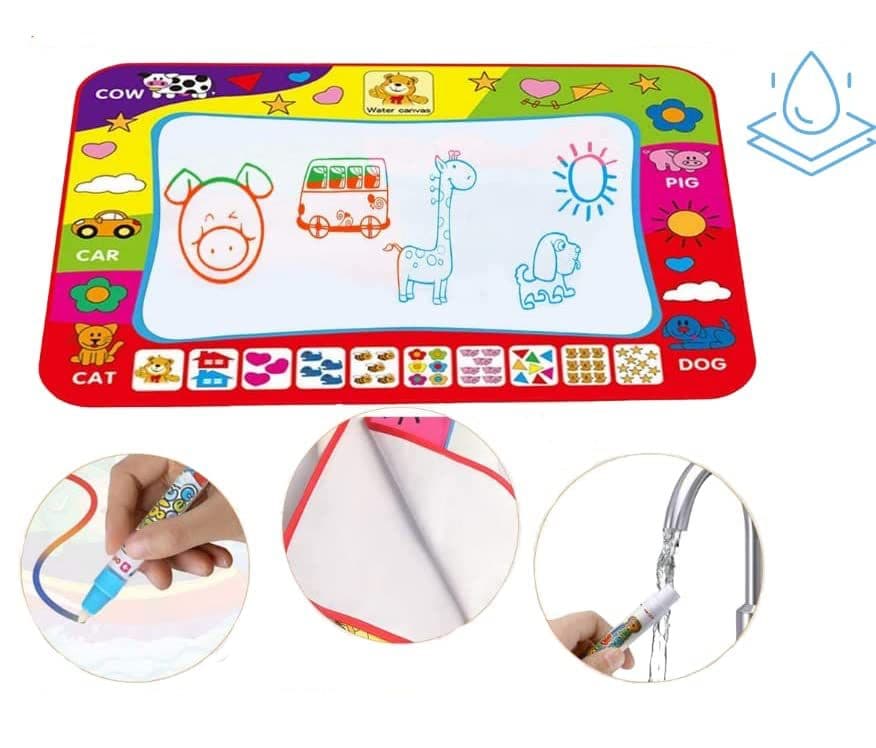 Covoras pentru desen cu apa, 2 markere incluse, reutilizabil, 58x78 cm, Multicolor