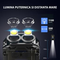 Lanterna Reincarcabila Tip Breloc 800 Lumeni, Baterie 800 mAh, Rezistenta la Umiditate, Metal si ABS, 8 Moduri de Iluminare, Functie SOS, Magnet - 3