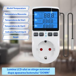 Priza cu Termostat, Programabila, Automatizare Climatizare, 16A, 230V, Sonda Temperatura 1.7M, Ignifuga - 2