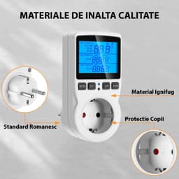 Priza cu Termostat, Programabila, Automatizare Climatizare, 16A, 230V, Sonda Temperatura 1.7M, Ignifuga - 4