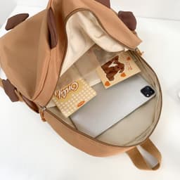 Ghiozdan Capybara, 4 Compartimente, Material Canvas Rezistent si Impermeabil, pentru Scoala, Gradinita, Casual, 38 x 33 x 11 CM - imagine 4