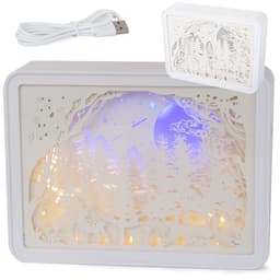 Lampă 3D Decor de Iarnă, Model cu Decupaje din Hartie, Iluminare LED, Alimentare USB sau Baterii - 3