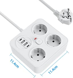 Prelungitor Multifunctional, 3 x Prize, 3250w, 2 x USB-A, 2 x PD USB-C, Cablu 2M, Tehnologie IQ, Ignifug, Protectie Copii, Protectie Supratensiune - 4