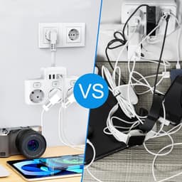 Priza Multifunctionala, 3 x Prize 3680w, 2 x USB-A, 1 x PD USB-C, Intrerupator Individual, Ignifuga, Protectie Copii, Protectie Supratensiune - 4