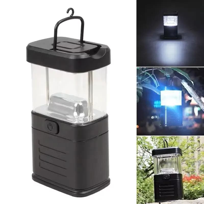 Lampa LED Camping, 3 x AA, Carlig de Agatare, Portabila, 13 x 7.6 x 5 cm, Negru