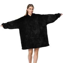 Patura cu Maneci si Gluga, Tip Hanorac, Fleece Calduros, Plusat, Marime Universala - 2