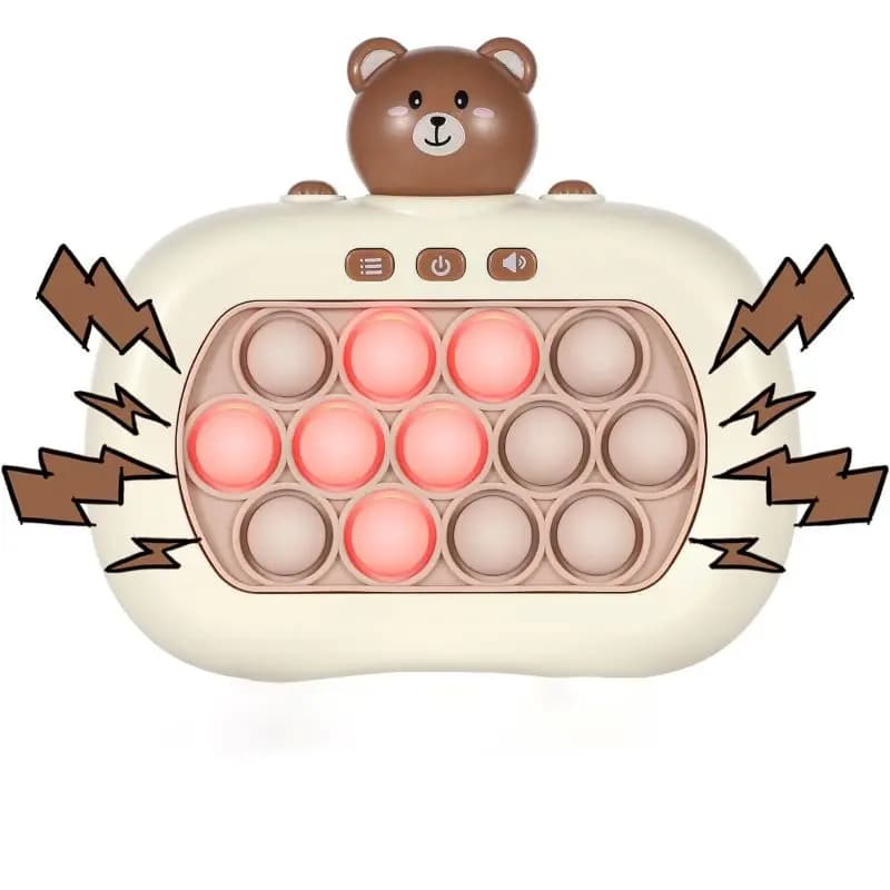 Jucarie Pop It Electronica, Versiune Noua cu 13 Butoane, 999+ Nivele, Model Ursulet, Antistres, Senzoriala, Ajuta Memoria si Indemanarea