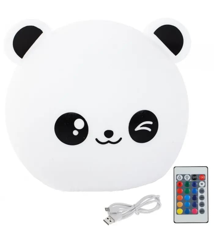 Lampa de Veghe pentru Copii cu Telecomanda, Model Panda, LED, Senzor Tactil, 5 Moduri de Iluminare, Silicon