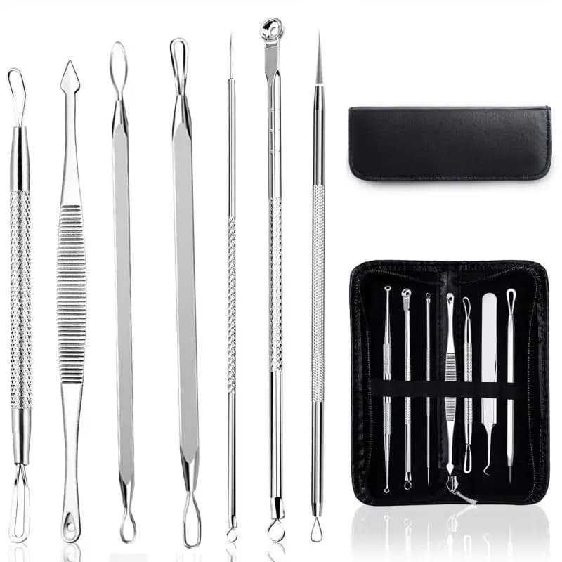 Set de 7 Pensete pentru Extractie Puncte Negre, Cosuri, Acnee, Inox